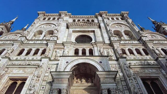 Europe, Italy , Pavia 2022 - Certosa di Pavia is a religious monastery of Carthusian friars near Milan - founded by Visconti family 