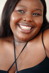 Beautiful Joyful Plus Size Woman Posing In Studio