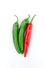 Green pepper and red pepper.