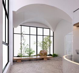 3d rendering,3d illustration, Interior Scene and  Mockup,indoor living garden.