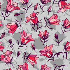 Bluebell flowers seamless pattern. Vector stock illustration eps10. Hand drawn.
