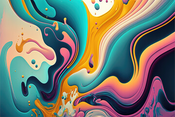 Fototapeta na wymiar fluid colors in a creative art illustration, generative ai technology
