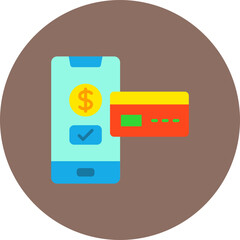 Smartphone Payment Multicolor Circle Flat Icon