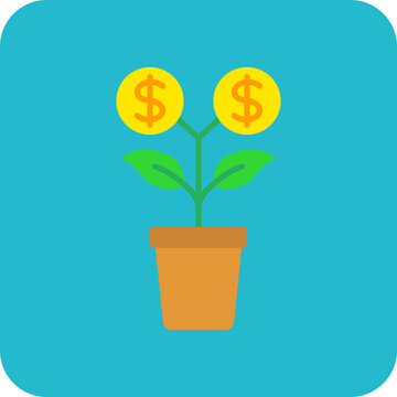 Money Plant Multicolor Round Corner Flat Icon