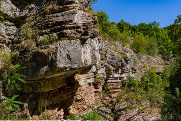 Fototapeta na wymiar Geological formations at Boljetin river gorge in Eastern Serbia