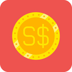 Singapore Dollar Multicolor Round Corner Flat Icon