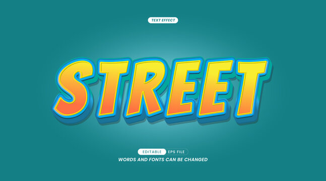 Font Text Effects - Easy Editable Street text slogan on Blue Gradient background.