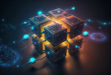 Obraz na płótnie Canvas Concept of a blockchain network. Generative AI