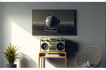 Vintage radio 3D render centered - Generated by Generative AI