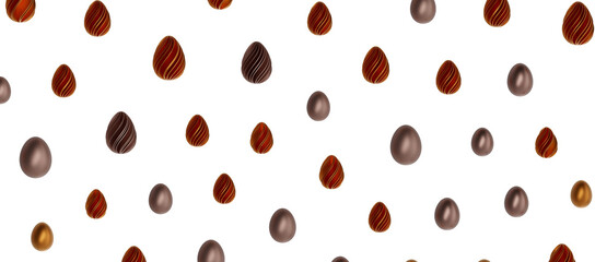 3d render illustration. Set of chocolate easter eggs