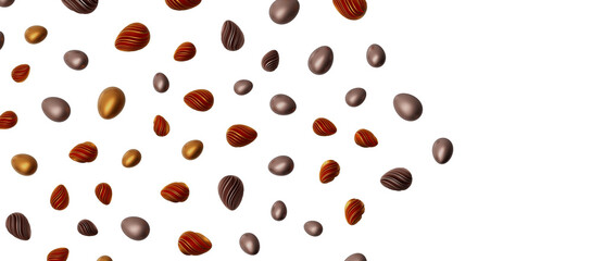 3d render illustration. Set of chocolate easter eggs