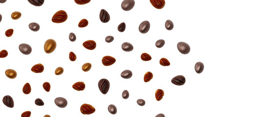3d render illustration. Set of chocolate easter eggs