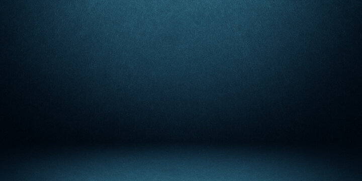 Blue grunge background, abstract wall studio room, can be used to present your product