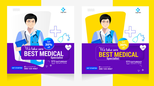 Medical healthcare flyer social media post template. health clinic social media post template.