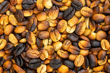 Macro coffee beans background,Roasted coffee beans can be used as a background. 