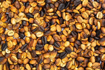 Macro coffee beans background,Roasted coffee beans can be used as a background. 