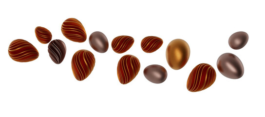 Golden easter eggs and specks, flecks