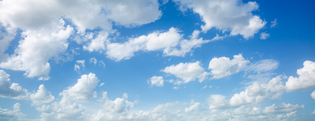 Naklejka na ściany i meble Clouds and sky,blue sky background with tiny clouds. panorama 
