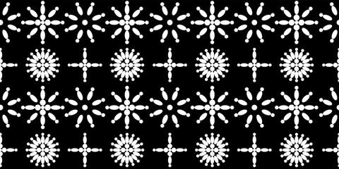 Black and white floral seamless pattern