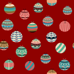 Christmas seamless vintage pattern with Christmas balls