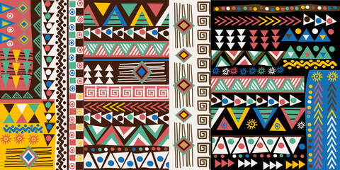Colorful african pattern with ethnic motifs - 553547560