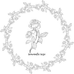 Vector set of flower compositions with rose flowers. Floral wreath. Rose. 1