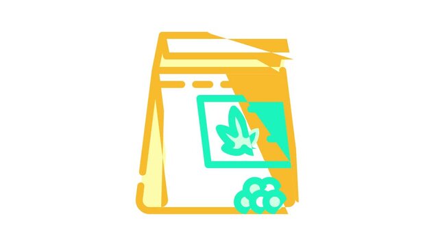 hemp seeds bag color icon animation