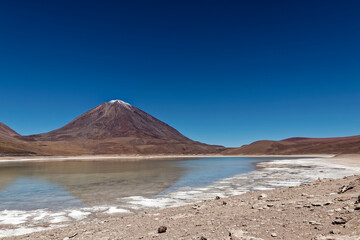 Chile - A picture of the lake with the volcano in the background.