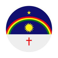 Circle badge Pernambuco flag vector illustration isolated on white background. Brazil State symbol. Brasil districts emblem. South America territory. Roundel Pernambuco emblem patriotic ribbon.