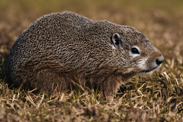 Obraz premium Groundhog in the grass created using Generative AI