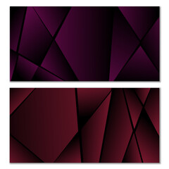 Abstract polygonal pattern. Set of two dark gradient polygonal backgrounds. Background design, cover, postcard, banner, wallpaper