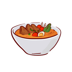 Tasty soup colorful vector illustration