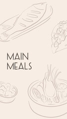 Instagram story with hand drawn illustrations of asian food