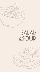 Instagram story with hand drawn illustrations of asian food