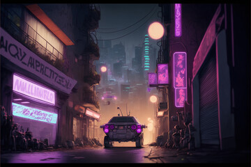 Anime Futuristic city ilustration - Generated by Generative AI