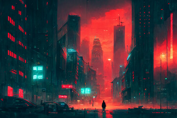 Anime Futuristic city ilustration - Generated by Generative AI