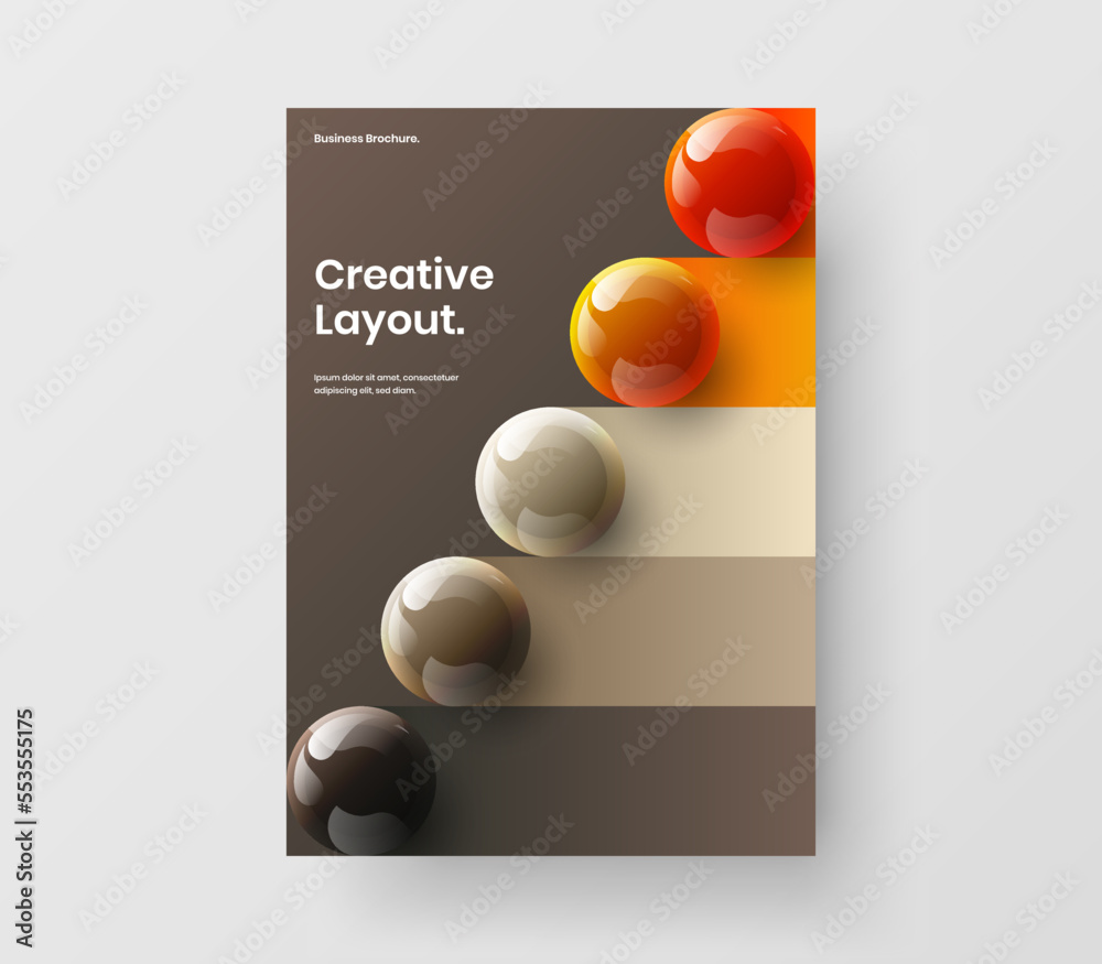 Canvas Prints multicolored annual report design vector concept. amazing realistic spheres pamphlet illustration.