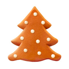 Christmas tree shaped gingerbread cookie, digital illustration cut out