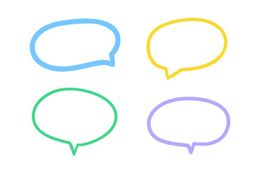 Quick speech bubble. Colored hand drawn think and talk speech bubbles. Doodles for business