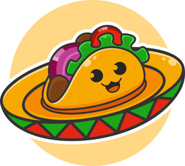 cute taco character in a mexican hat