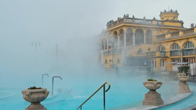 Szechenyi Baths in Budapest in winter, Hungary
