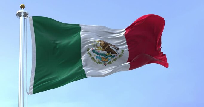 Mexican national flag waving in the wind