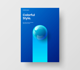 Multicolored book cover design vector template. Bright realistic balls poster concept.