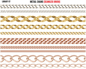 SET OF METAL SHINY CHAINS IN  EDITABLE VECTOR 