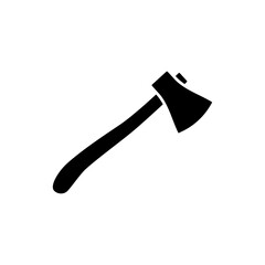 Ax with long handle icon. Sharp tool for chopping wood and construction with steel blade for lumberjacks and antique vector battles