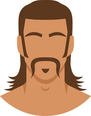 Face of man with mustache and mullet hairstyle - 553559530