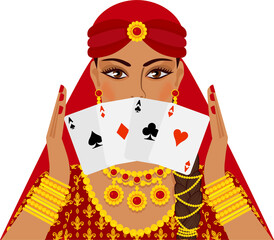 Fortune Teller With Four Card Aces