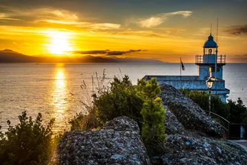 Tuinposter lighthouse of Portofino in italy © fottoo