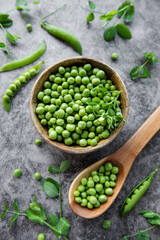 Bowl with sweet pea pods