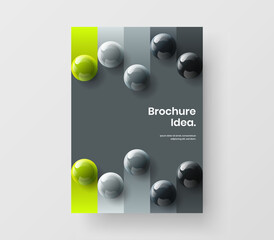 Fresh realistic spheres corporate cover illustration. Original handbill A4 vector design layout.